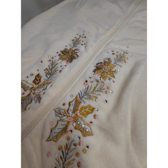 Quacker Factory Womens Embroidered Full Zip Fleece Vest Size M White - Picture 9 of 10